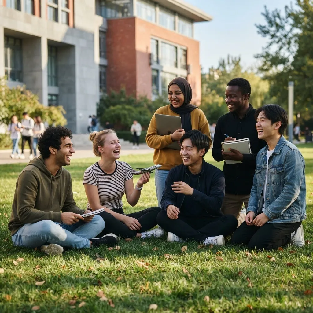 北京航空航天大学校园内的国际学生