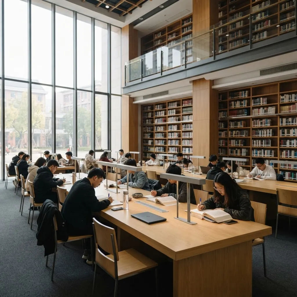 Beijing Foreign Studies University library reading room