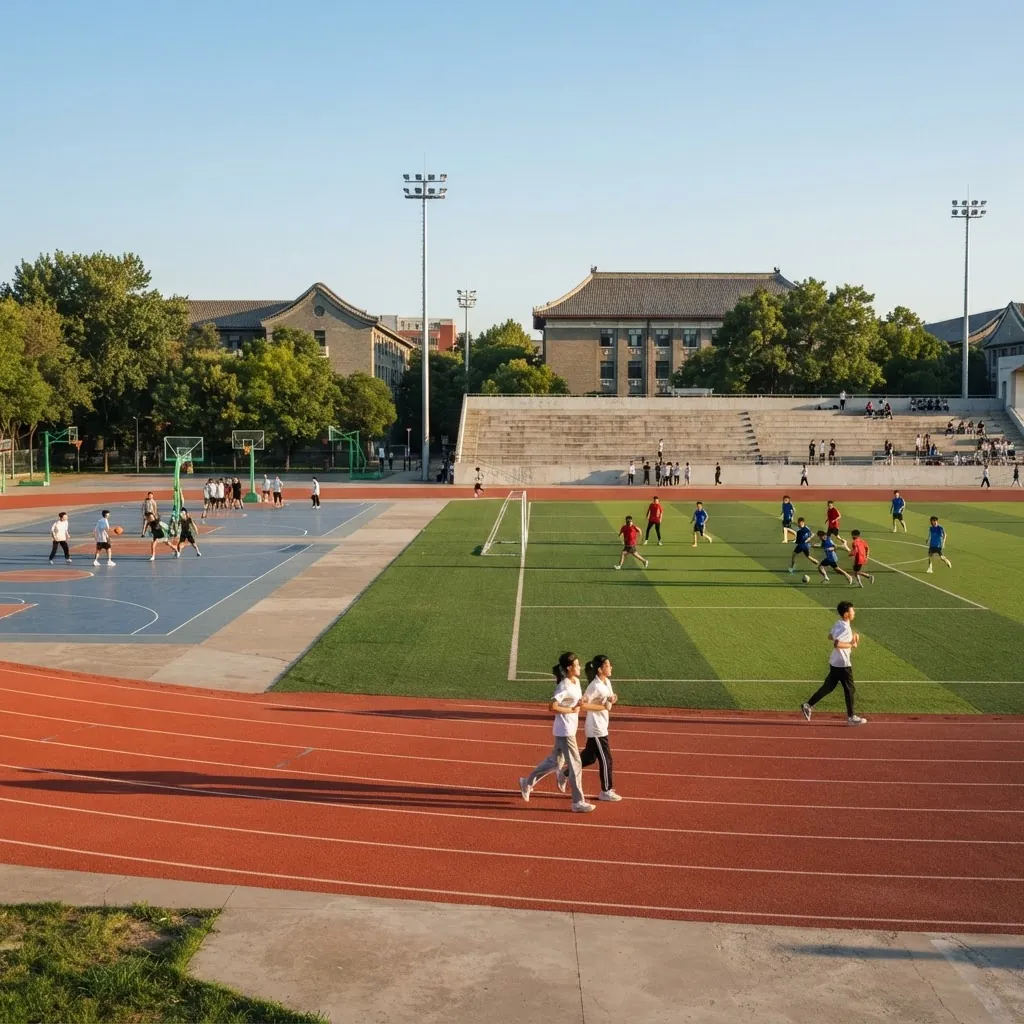 Sports field and running track at Beijing Foreign Studies University