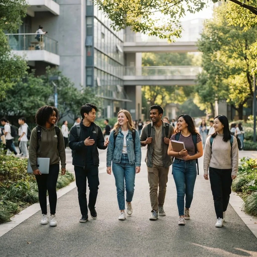 International students together on the Beijing Institute of Technology campus