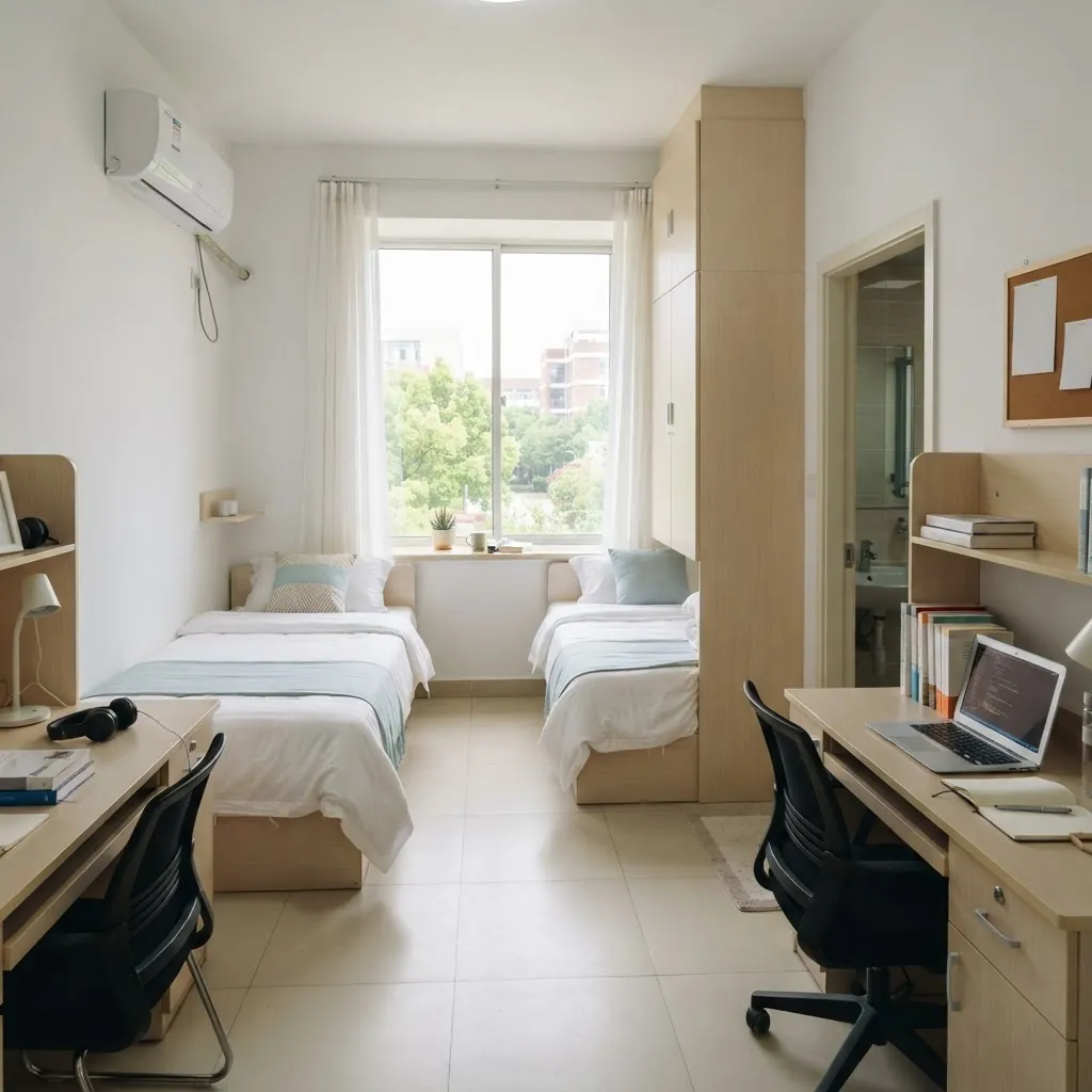 International student dormitory room at Beijing Jiaotong University