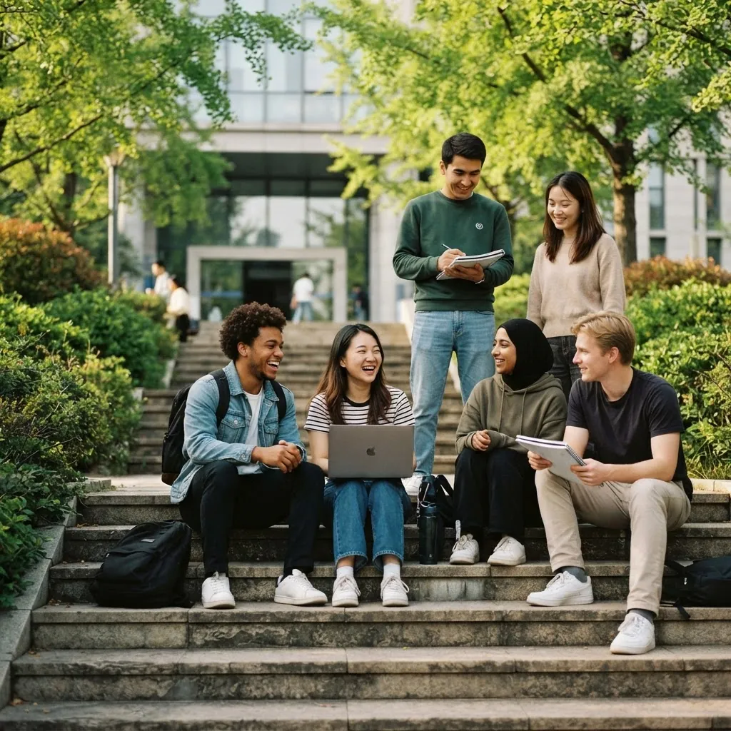 International students together on the Beijing Jiaotong University campus
