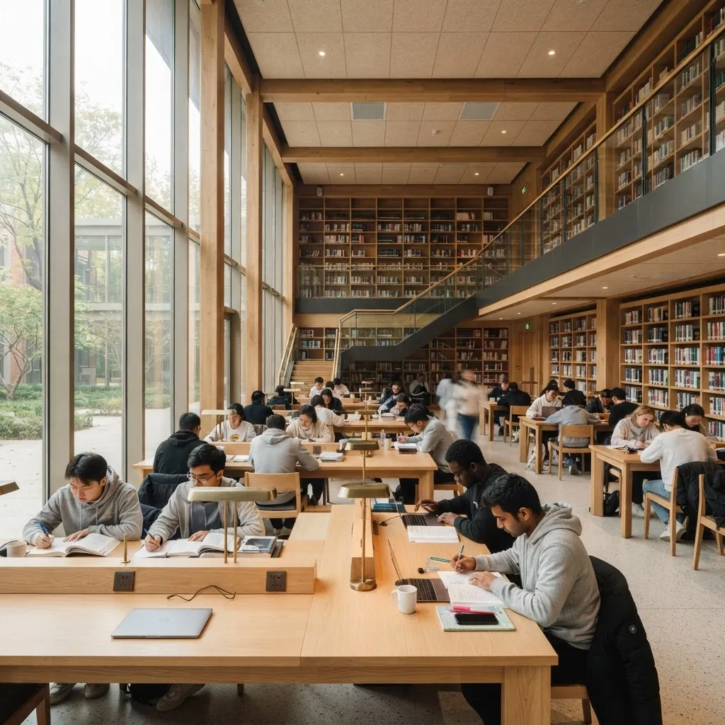 Beijing Language and Culture University library reading room