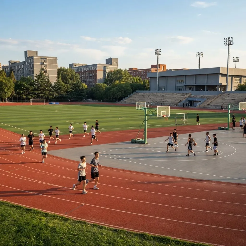 Sports field and running track at Beijing Language and Culture University
