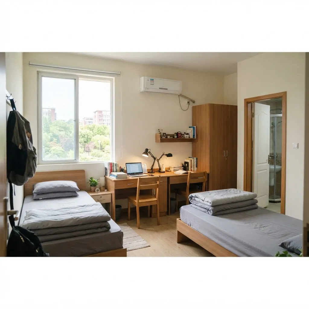 International student dormitory room at Beijing Normal University
