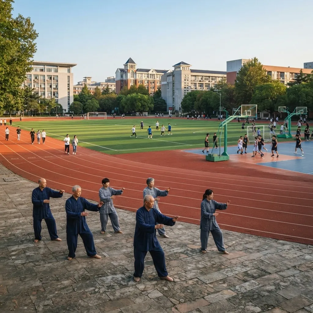 Sports ground and tai chi practice area at Beijing University of Chinese Medicine