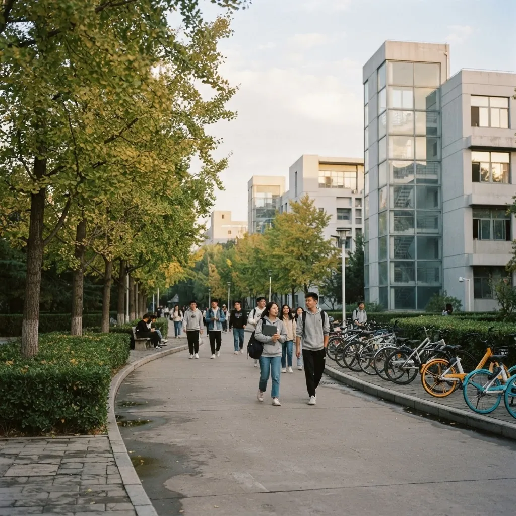 Beijing University of Posts and Telecommunications campus grounds and academic buildings