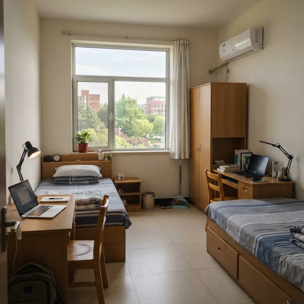 International student dormitory room at Beijing University of Posts and Telecommunications