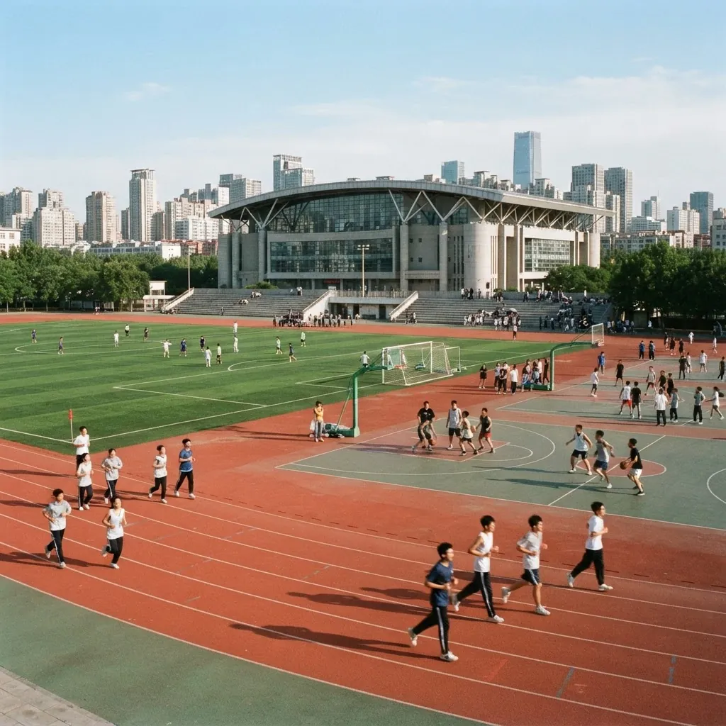 Sports field and running track at Beijing University of Technology