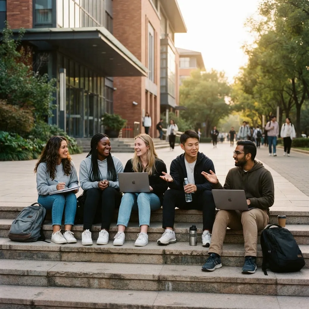 International students together on the Beijing University of Technology campus