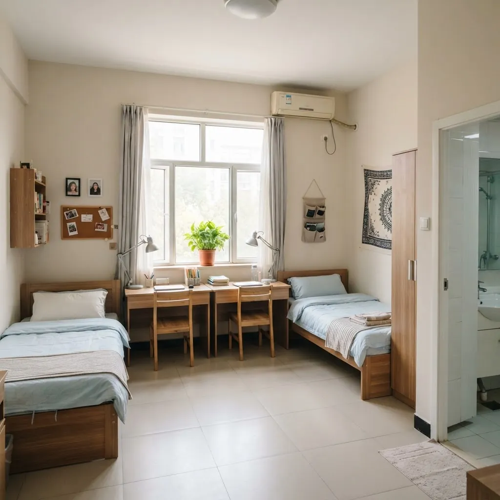 International student dormitory room at China University of Petroleum Beijing