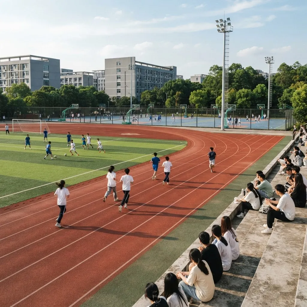 Sports field and running track at China University of Petroleum Beijing
