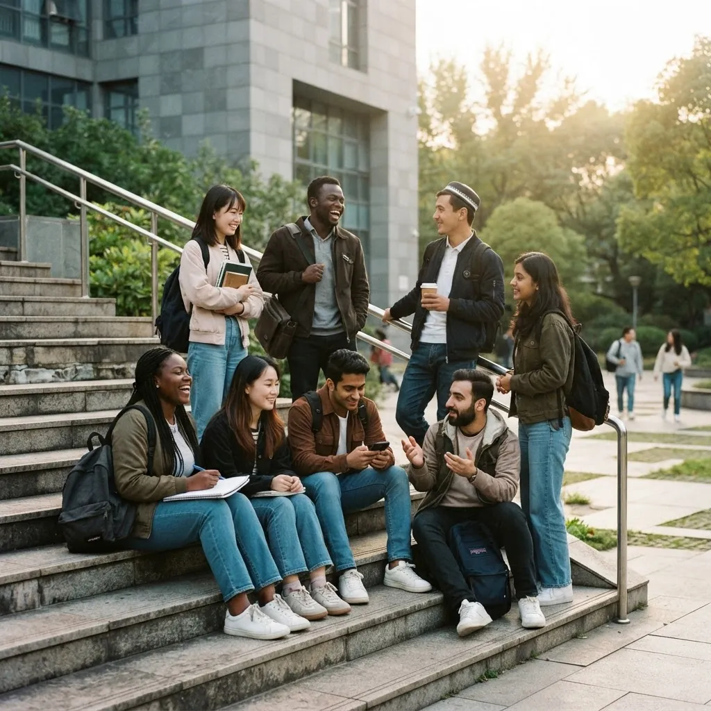 International students together on the China University of Petroleum Beijing campus