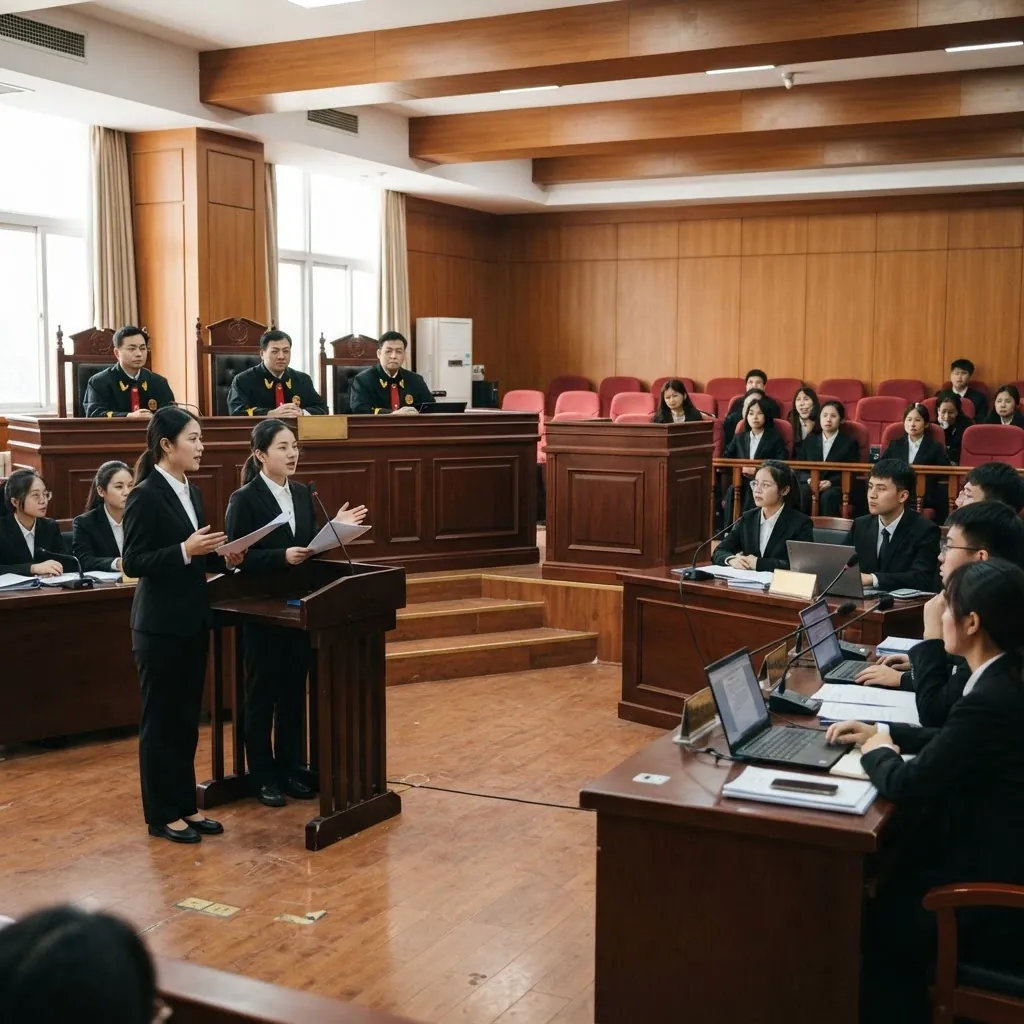 Moot courtroom used for legal training at China University of Political Science and Law