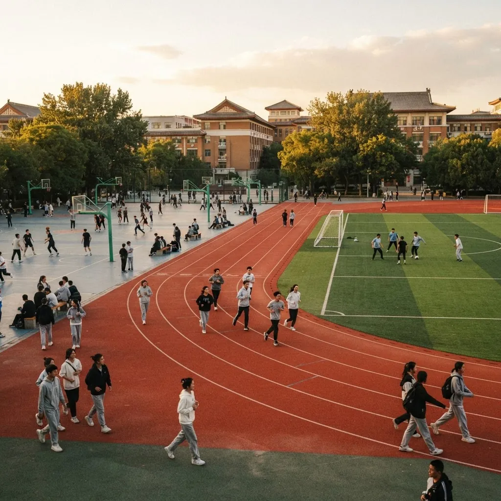 Sports field and running track at China University of Political Science and Law