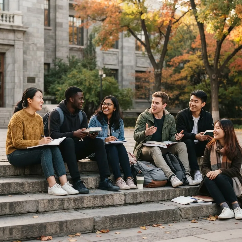 International students together on the China University of Political Science and Law campus