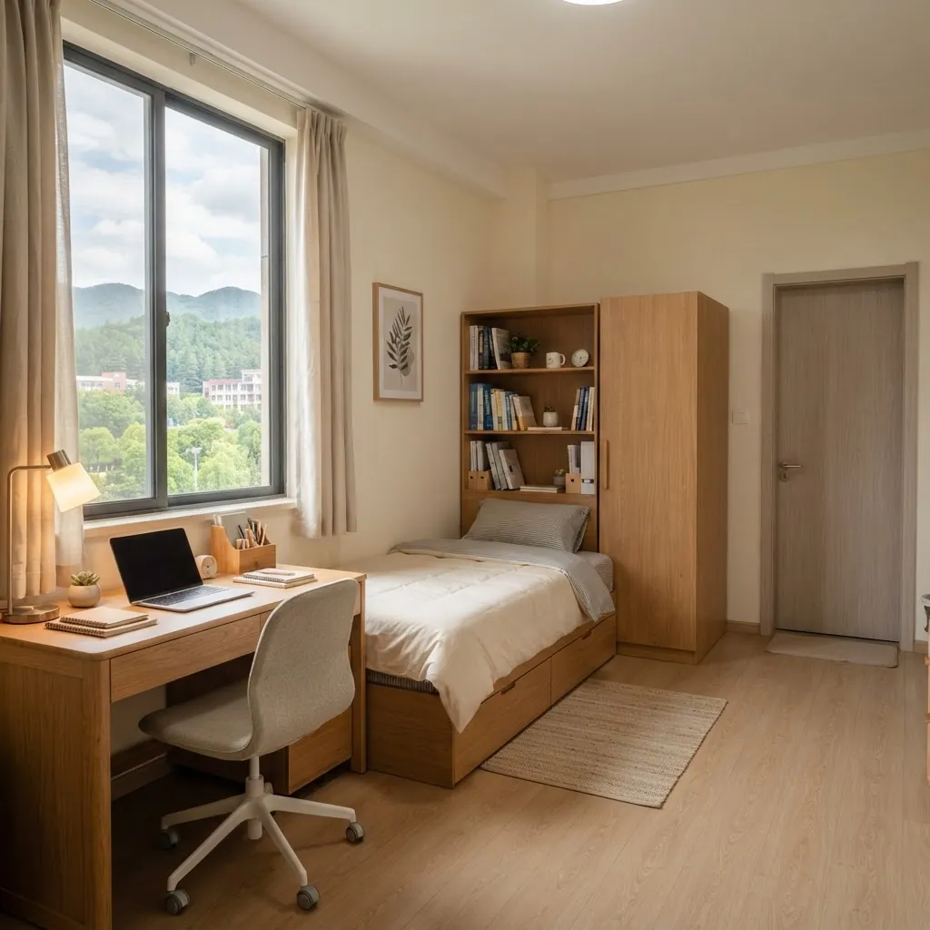 International student dormitory room at the University of Chinese Academy of Sciences