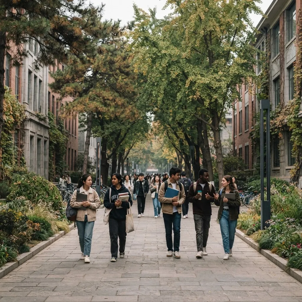 University of International Business and Economics campus walkway and academic buildings