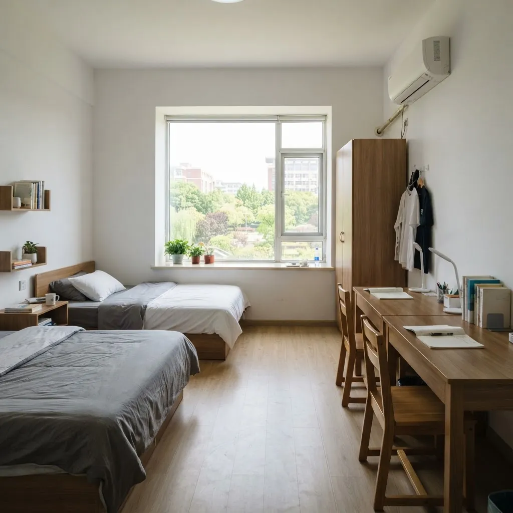 International student dormitory room at University of Science and Technology Beijing