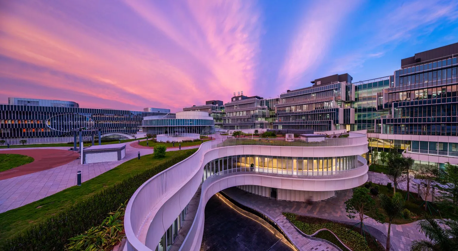 HKUST Guangzhou campus buildings and landscaped grounds in Nansha