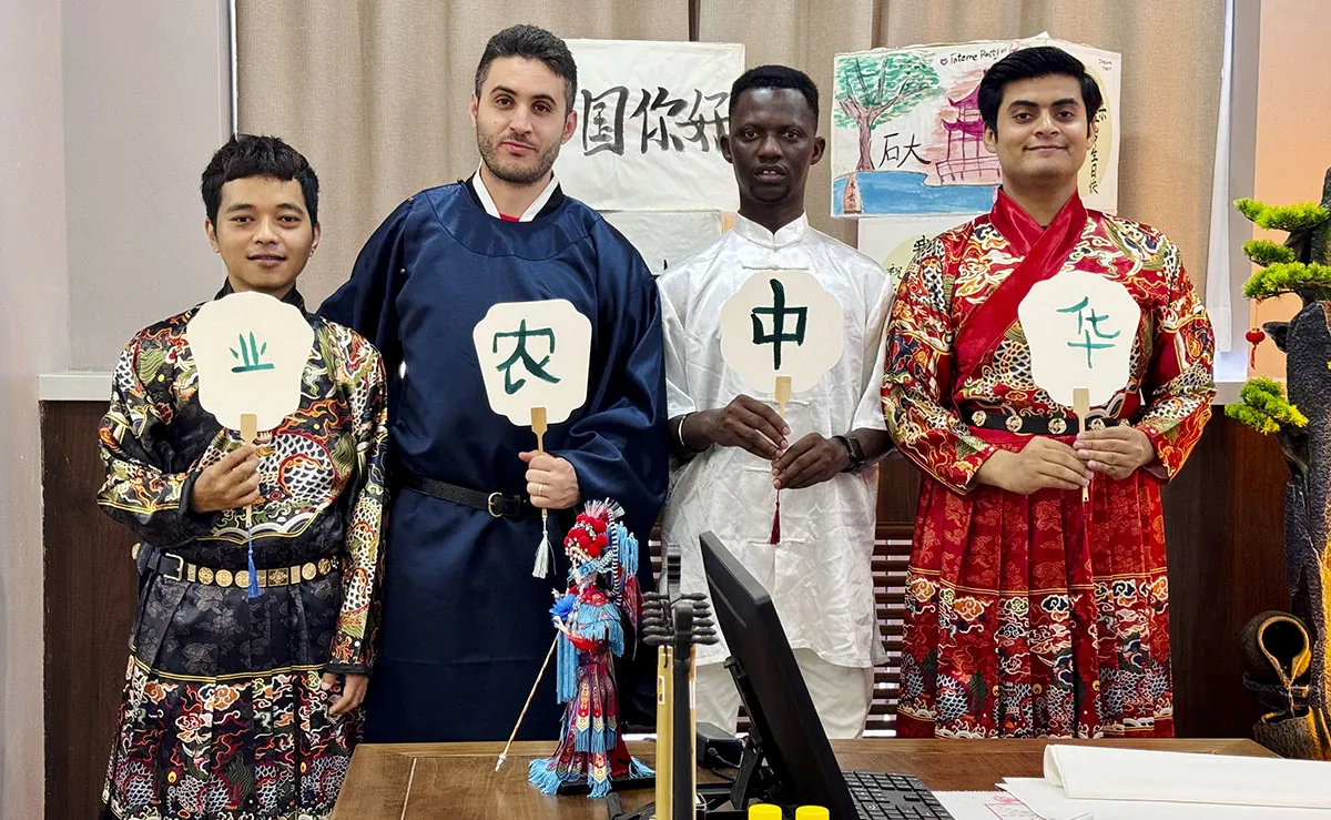 Students enjoying campus life at Huazhong Agricultural University
